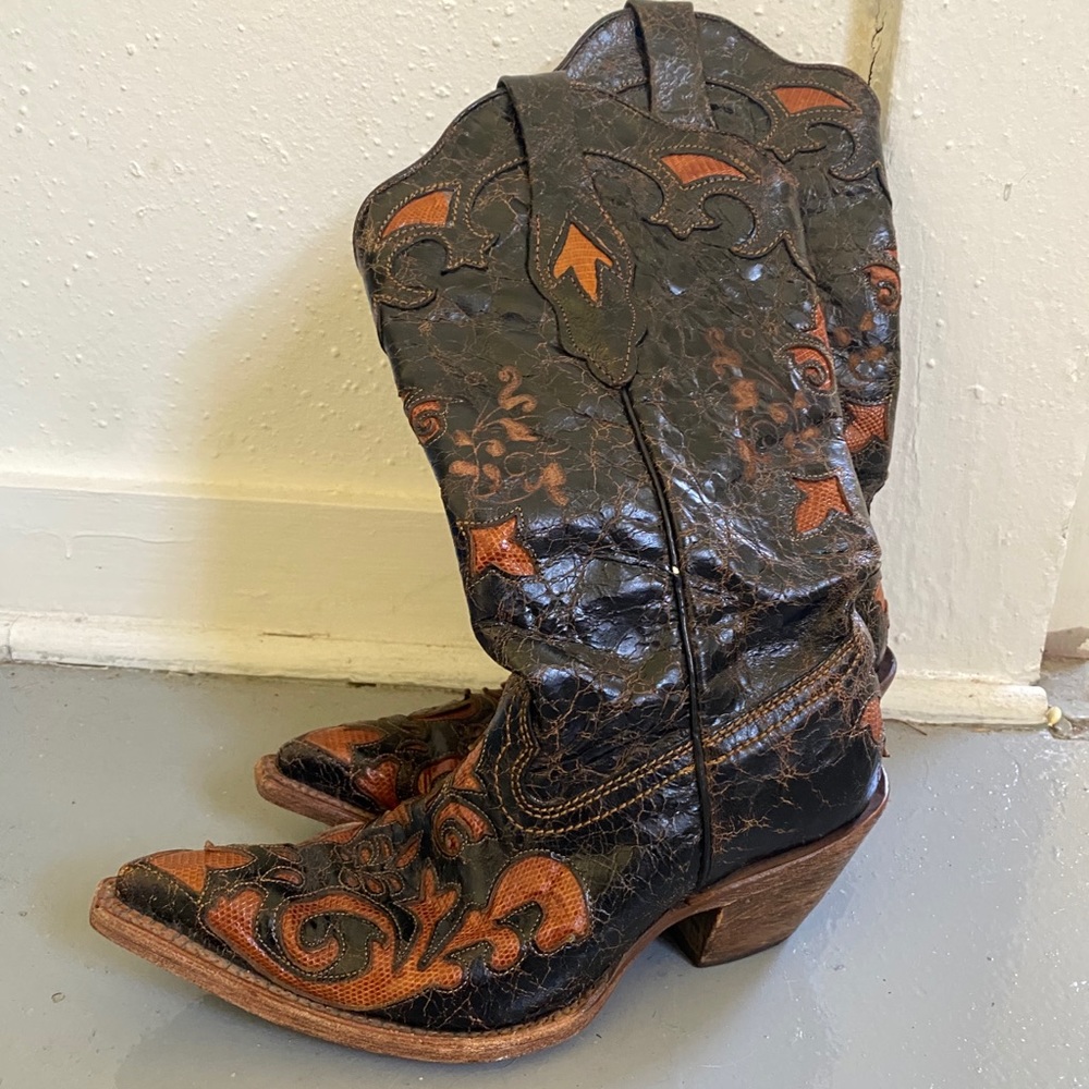 Corral Vintage Lizard Inlay Snip Toe Boots